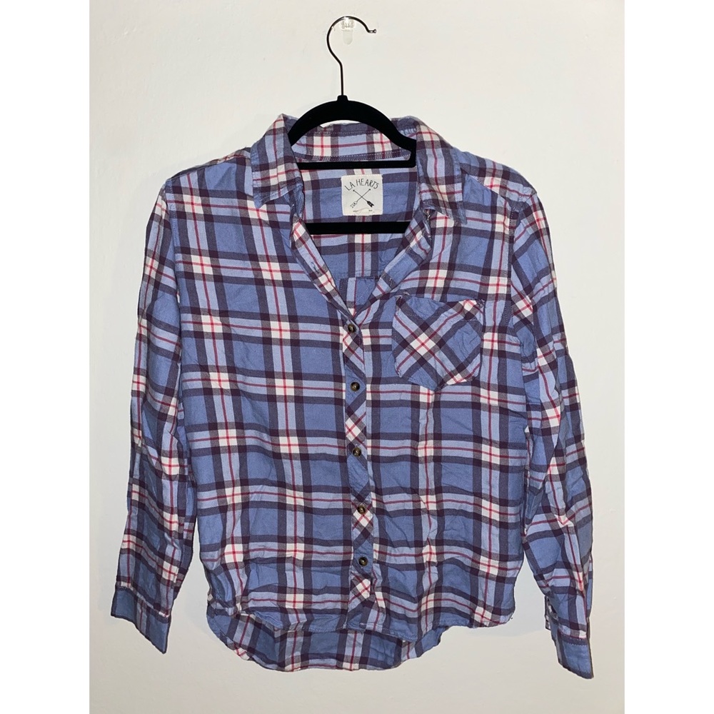 PacSun LA hearts blue purple flannel